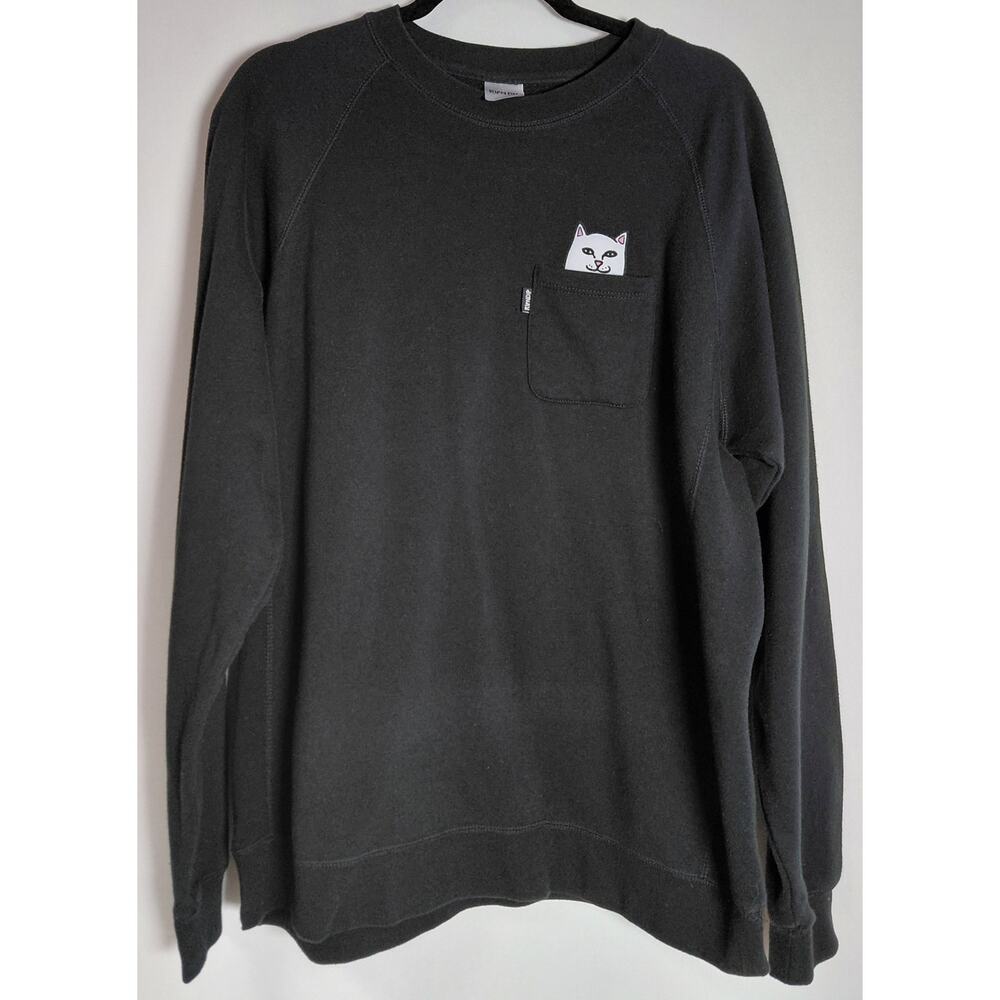 RIPNDIP Black Cotton Sweatshirt Graphic Print Knit Pullover Long Sleeve Size XL